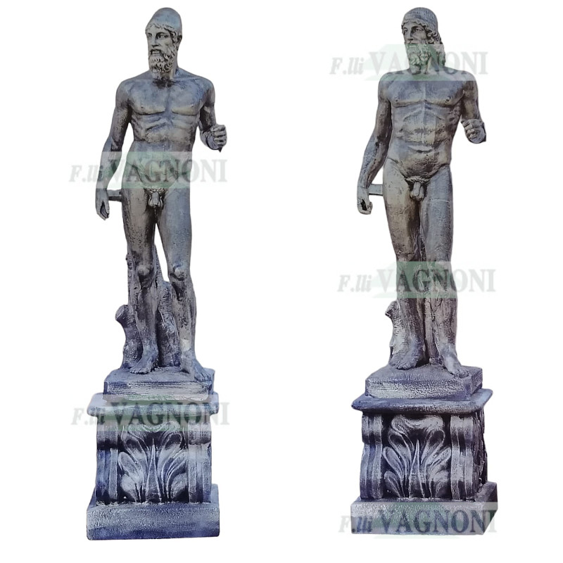 STATUE BRONZI DI RIACE+BASE IN CEMENTO E MARMO CM. 185